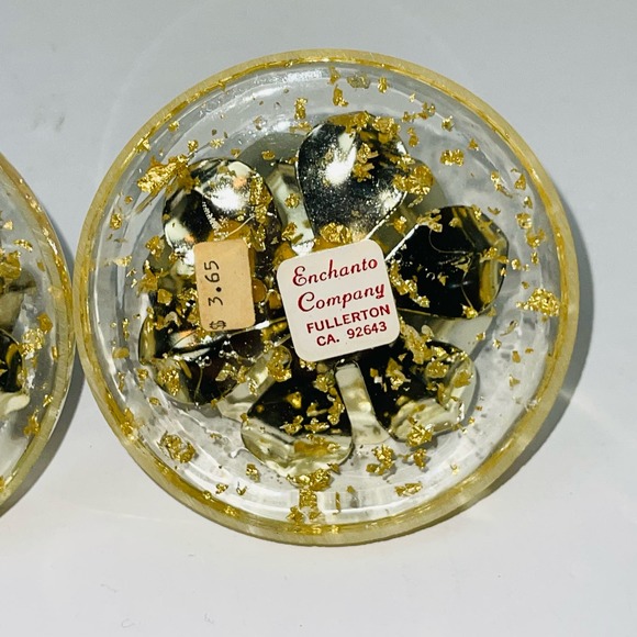 Lot 2 Lucite 12" Candles AND Candleholders gold flakes Enchanto Co of California - Picture 9 of 12